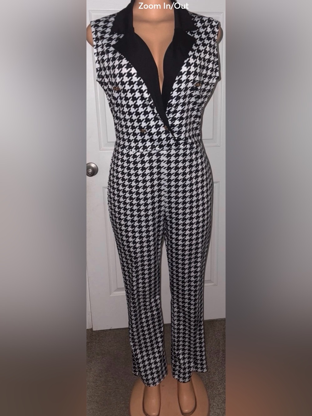 Women's Houndstooth Wide-Leg Pants - Black & White